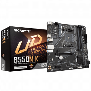 Gigabyte B550M K 1.0 M/B Processor family AMD Processor socket AM4 DDR4 DIMM Memory slots 4 Supported hard disk drive interfaces SATA, M.2 Number of SATA connectors 4 Chipset AMD B550 Micro ATX