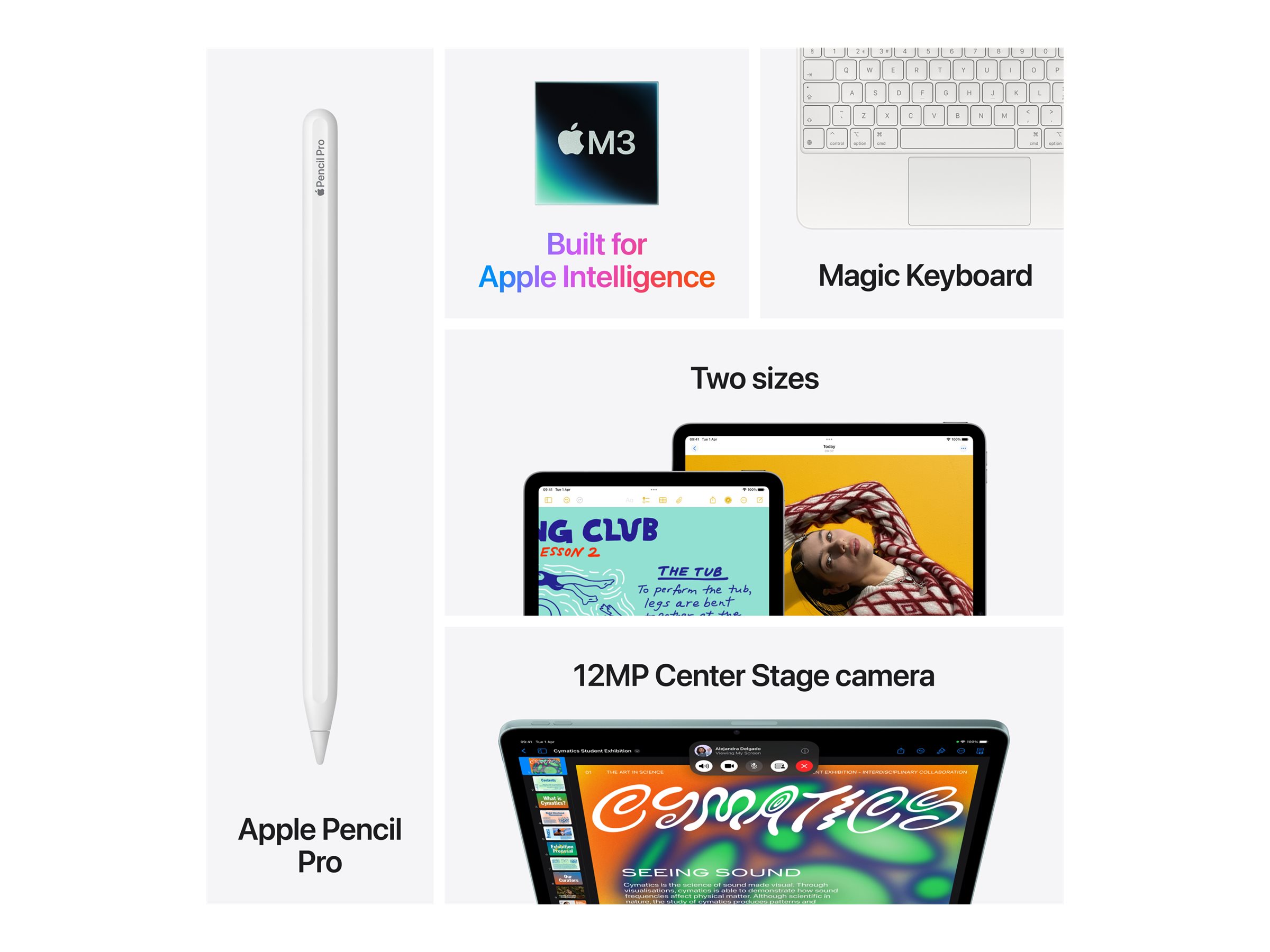 Apple iPad Air Wi-Fi + Cellular 13 " Starlight IPS 2732 x 2048 pixels Apple M3 8 GB 512 GB 3G 4G 5G Wi-Fi Front camera 12 MP Rear camera Bluetooth 5.3 iPadOS USB-C charging cable - Image 5