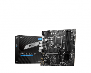 MSI PRO B760M-P Processor family Intel Processor socket LGA1700 DDR5 DIMM Memory slots 4 Supported hard disk drive interfaces SATA, M.2 Number of SATA connectors 4 Chipset Intel B760 mATX