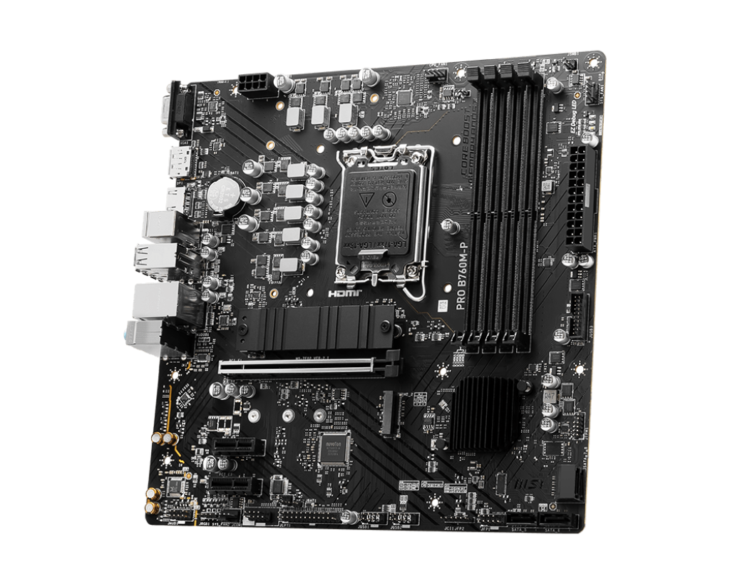 MSI PRO B760M-P Processor family Intel Processor socket LGA1700 DDR5 DIMM Memory slots 4 Supported hard disk drive interfaces SATA, M.2 Number of SATA connectors 4 Chipset Intel B760 mATX - Image 4