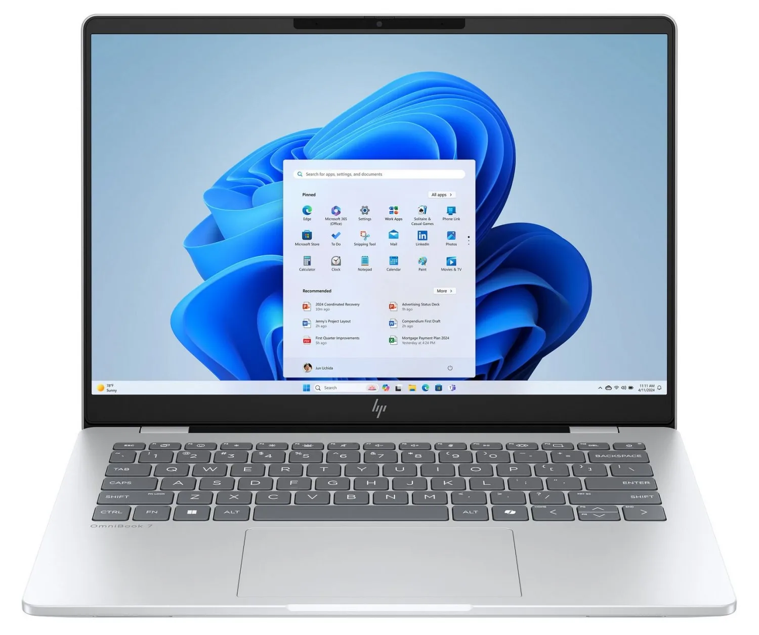 HP OmniBook 7 AI 14 Silver 14 " OLED WUXGA Intel Core Ultra 5 225U 16 GB Solid-state drive capacity 512 GB Intel Graphics Windows 11 Pro Keyboard language English Warranty 24 month(s) - Image 2