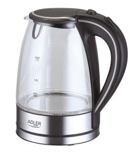 Adler Kettle AD 1225 Standard 2000 W 1.7 L Glass 360° rotational base Stainless steel/Transparent