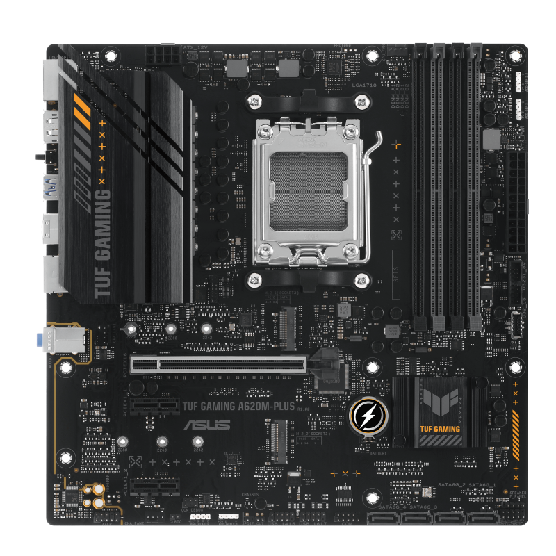 Asus TUF GAMING A620M-PLUS Processor family AMD Processor socket AM5 DDR5 DIMM Memory slots 4 Supported hard disk drive interfaces SATA, M.2 Number of SATA connectors 4 Chipset AMD A620 Micro-ATX
