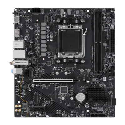 MSI PRO A620AM-G EVO WIFI Processor family AMD Processor socket AM5 DDR5 Number of SATA connectors 4 Supported hard disk drive interfaces SATA, M.2
