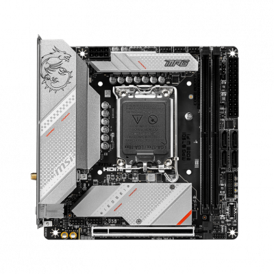 MSI MPG B760I EDGE WIFI Processor family Intel Processor socket LGA1700 DDR5 DIMM Memory slots 2 Supported hard disk drive interfaces SATA, M.2 Number of SATA connectors 4 Chipset Intel B760 Mini-ITX