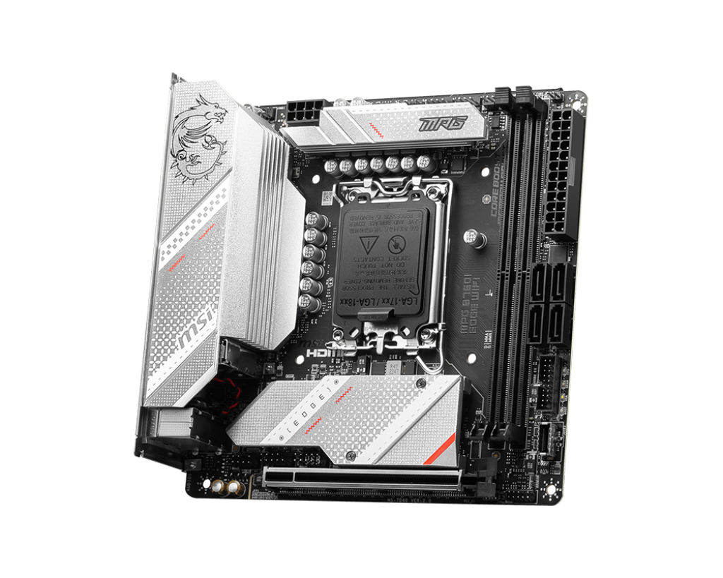 MSI MPG B760I EDGE WIFI Processor family Intel Processor socket LGA1700 DDR5 DIMM Memory slots 2 Supported hard disk drive interfaces SATA, M.2 Number of SATA connectors 4 Chipset Intel B760 Mini-ITX - Image 3