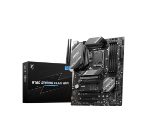 MSI B760 GAMING PLUS WIFI Processor family Intel Processor socket LGA1700 DDR5 Memory slots 4 Supported hard disk drive interfaces SATA, M.2 Number of SATA connectors 4 Chipset Intel B760 ATX