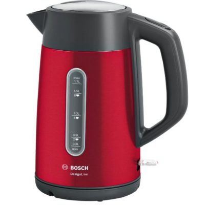 Bosch Kettle DesignLine TWK4P434 Electric 2400 W 1.7 L Stainless steel 360° rotational base Red/Black