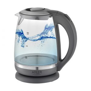 Adler Kettle AD 1286 Standard 2200 W 2 L Plastic/Glass 360° rotational base Grey