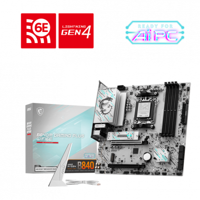 MSI B840M GAMING PLUS WIFI6E Processor family AMD Processor socket AM5 DDR5 Supported hard disk drive interfaces SATA, M.2 Number of SATA connectors 4