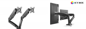 ICY BOX IB-MS304-T, Monitor stand with desk mounted base, for two screens, size up to 27'' Raidsonic