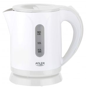 Adler Kettle AD 1371w Electric 850 W 0.8 L Stainless steel/Polypropylene 360° rotational base White