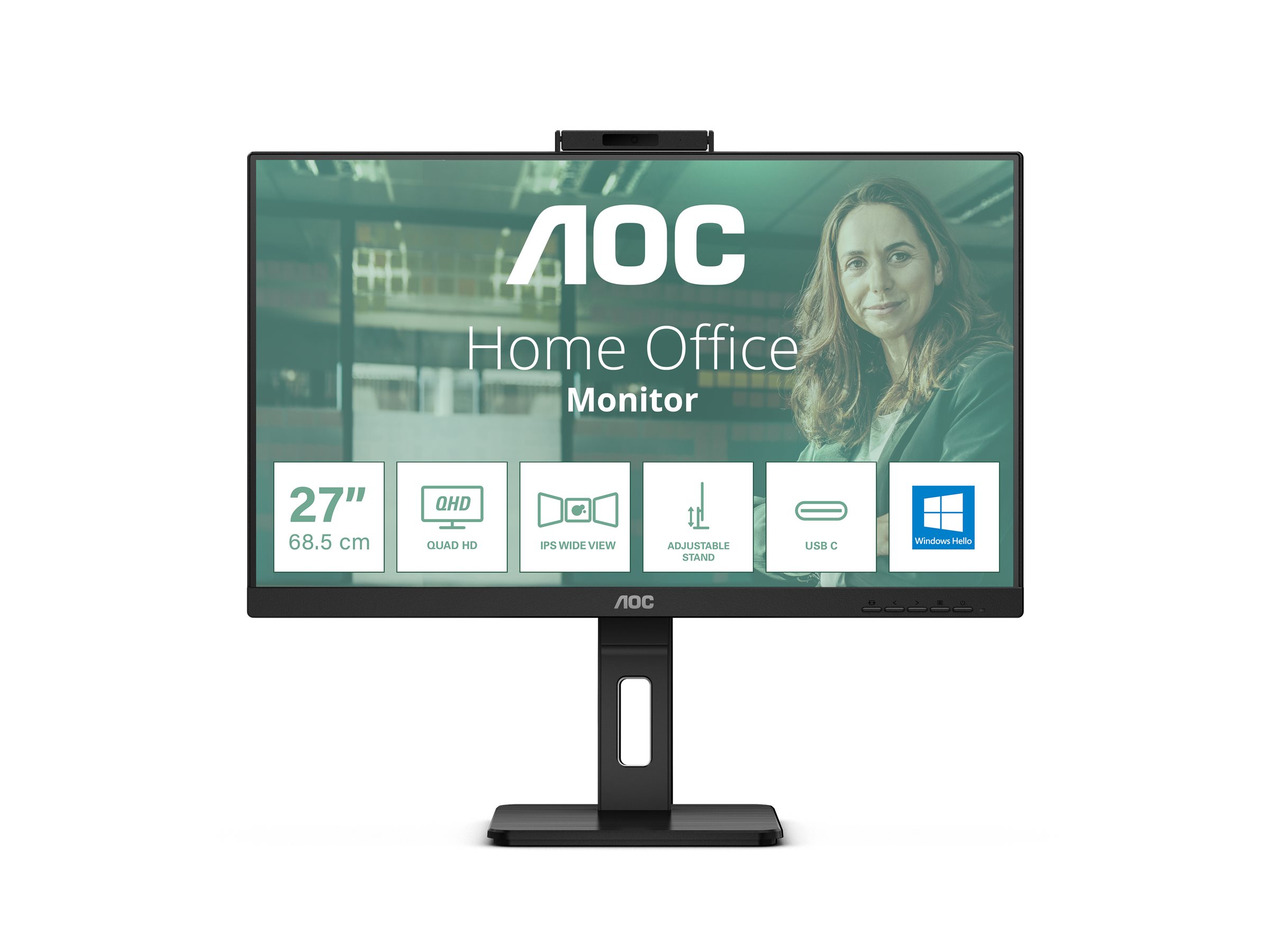 AOC Monitor Q27P3CW 27 " IPS QHD 16:9 75 Hz 4 ms 2560 x 1440 350 cd/m² HDMI ports quantity 2 Black - Image 4