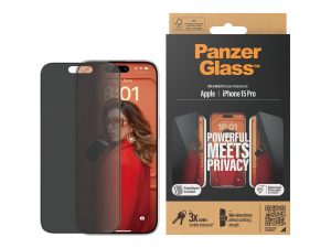 PanzerGlass Screen protector Apple iPhone 15 Pro Glass Black Ultra-Wide Fit w. EasyAligner