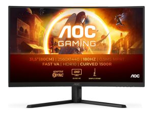 AOC CQ32G4VE 31.5 " VA QHD 16:9 180 Hz 1 ms 2560 x 1440 pixels 300 cd/m² HDMI ports quantity 2