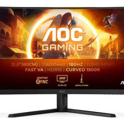 AOC CQ32G4VE 31.5 " VA QHD 16:9 180 Hz 1 ms 2560 x 1440 pixels 300 cd/m² HDMI ports quantity 2