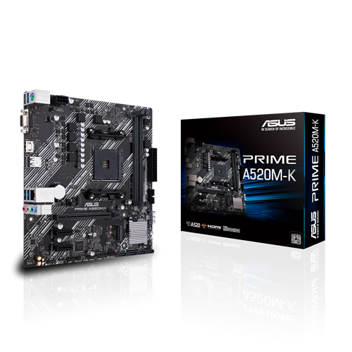 Asus PRIME A520M-K Processor family AMD Processor socket AM4 DDR4 Memory slots 2 Supported hard disk drive interfaces M.2, SATA Number of SATA connectors 4 Chipset AMD A Micro ATX