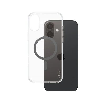 CARE by PanzerGlass Case Flagship Back protection Apple iPhone 16 Plus Recycled plastic Transparent/Black MagSafe