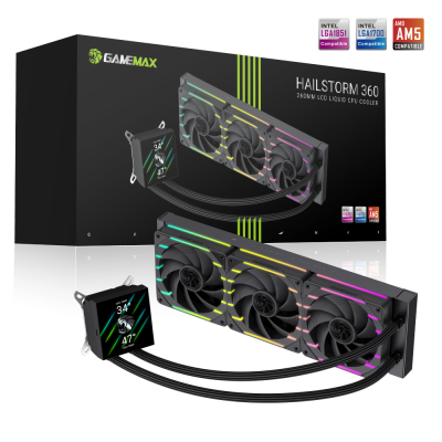 Gamemax CPU Liquid Cooler HAILSTORM 360 LCD BK Black