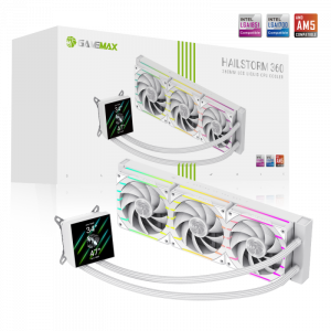 Gamemax CPU Liquid Cooler HAILSTORM 360 LCD WH White