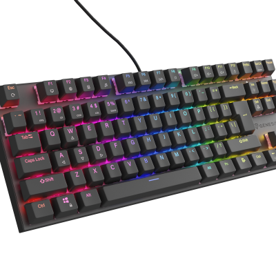 Genesis THOR 303 Mechanical Gaming Keyboard Wired US Outemu Peach Silent Black