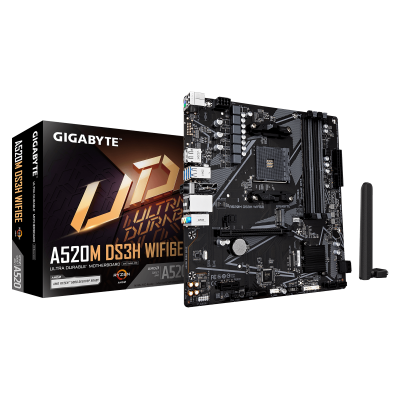 Gigabyte A520M DS3H WIFI6E Processor family AMD Processor socket AM4 DDR4 Supported hard disk drive interfaces SATA, M.2 Number of SATA connectors 4