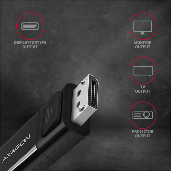 CABLE USB-C TO DP 1.8M/RVC-DPC AXAGON - Image 3