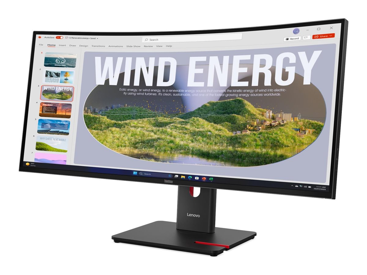 Lenovo ThinkVision T34WD-40 34 " VA 21:9 120 Hz 4 ms 3440 x 1440 pixels 300 cd/m² HDMI ports quantity 1 Eclipse black Warranty 36 month(s) - Image 2
