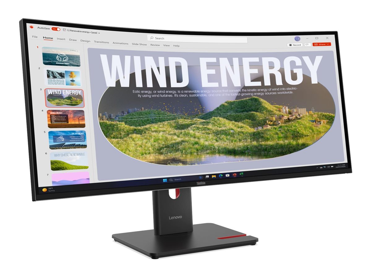 Lenovo ThinkVision T34WD-40 34 " VA 21:9 120 Hz 4 ms 3440 x 1440 pixels 300 cd/m² HDMI ports quantity 1 Eclipse black Warranty 36 month(s) - Image 5