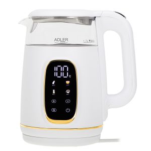 Adler Kettle with LED Display AD 1305 Electric 2200 W 1.7 L Plastic 360° rotational base White/Gold