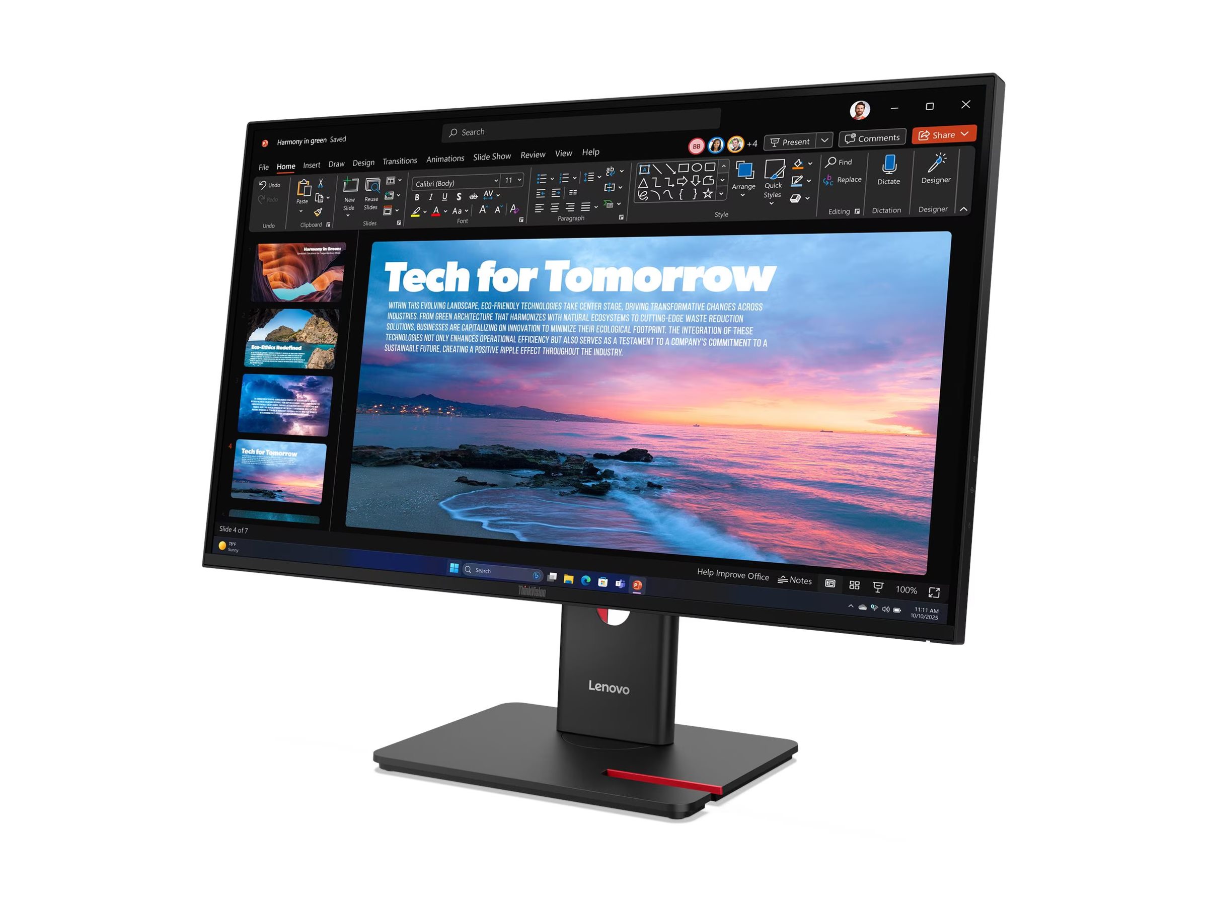 Lenovo ThinkVision T27QD-40 27 " IPS 16:9 120 Hz 4 ms 2560 x 1440 pixels 350 cd/m² HDMI ports quantity 1 Eclipse black Warranty 36 month(s) - Image 2