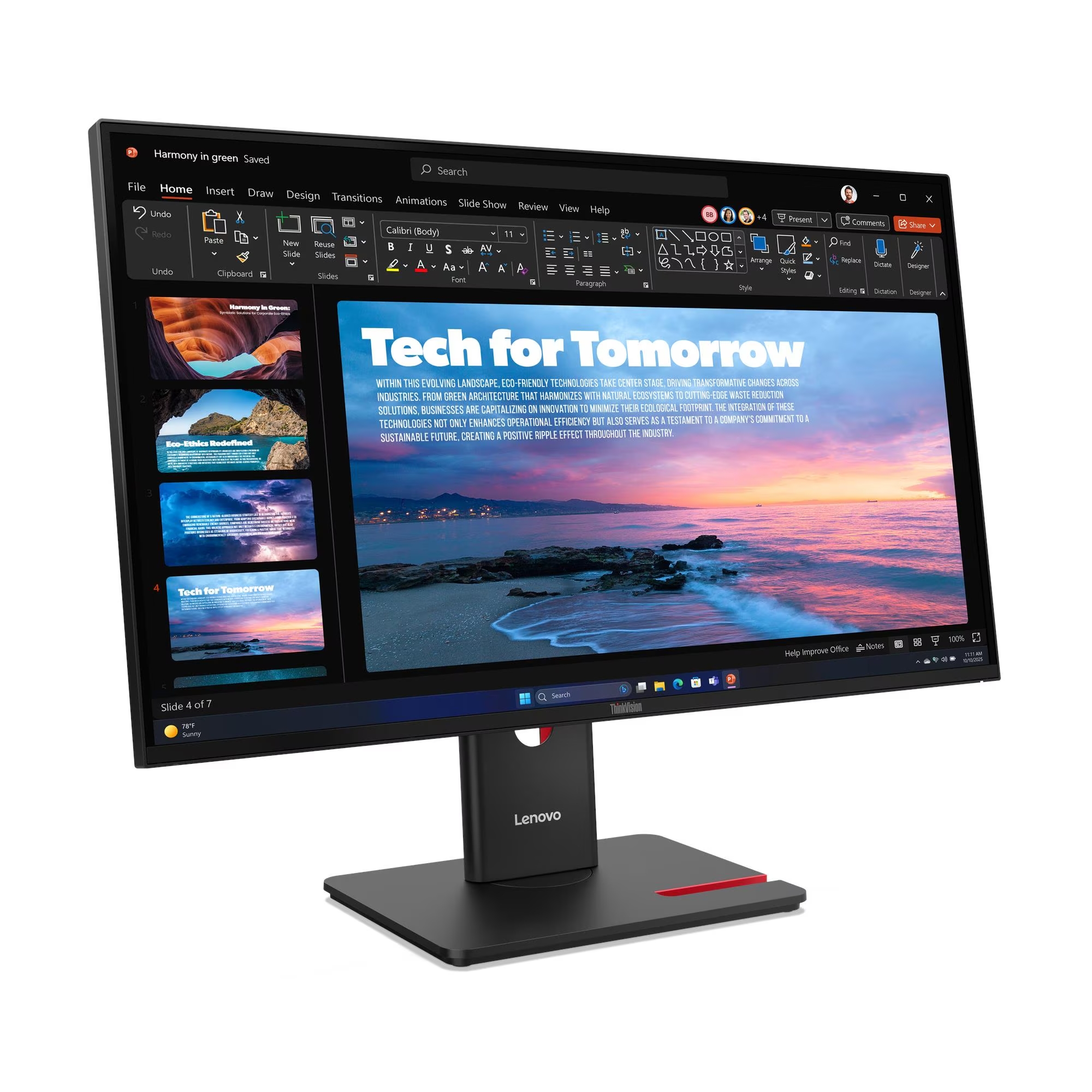 Lenovo ThinkVision T27QD-40 27 " IPS 16:9 120 Hz 4 ms 2560 x 1440 pixels 350 cd/m² HDMI ports quantity 1 Eclipse black Warranty 36 month(s) - Image 5