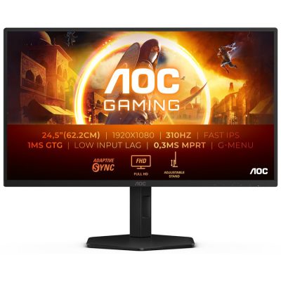 AOC 25G4SXU 24.5 " IPS FHD 310 Hz 1 ms 1920 x 1080 pixels 400 cd/m² HDMI ports quantity 2 Black