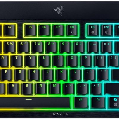 Razer BlackWidow V4 Low-Profile Tenkeyless HyperSpeed Keyboard Wireless US Bluetooth Green Switches Black