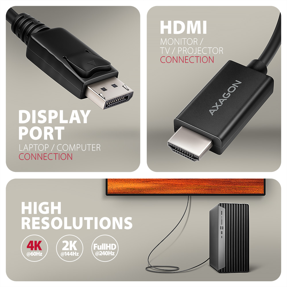 CABLE DP TO HDMI 1.8M/RVD-HI20C2 AXAGON - Image 6
