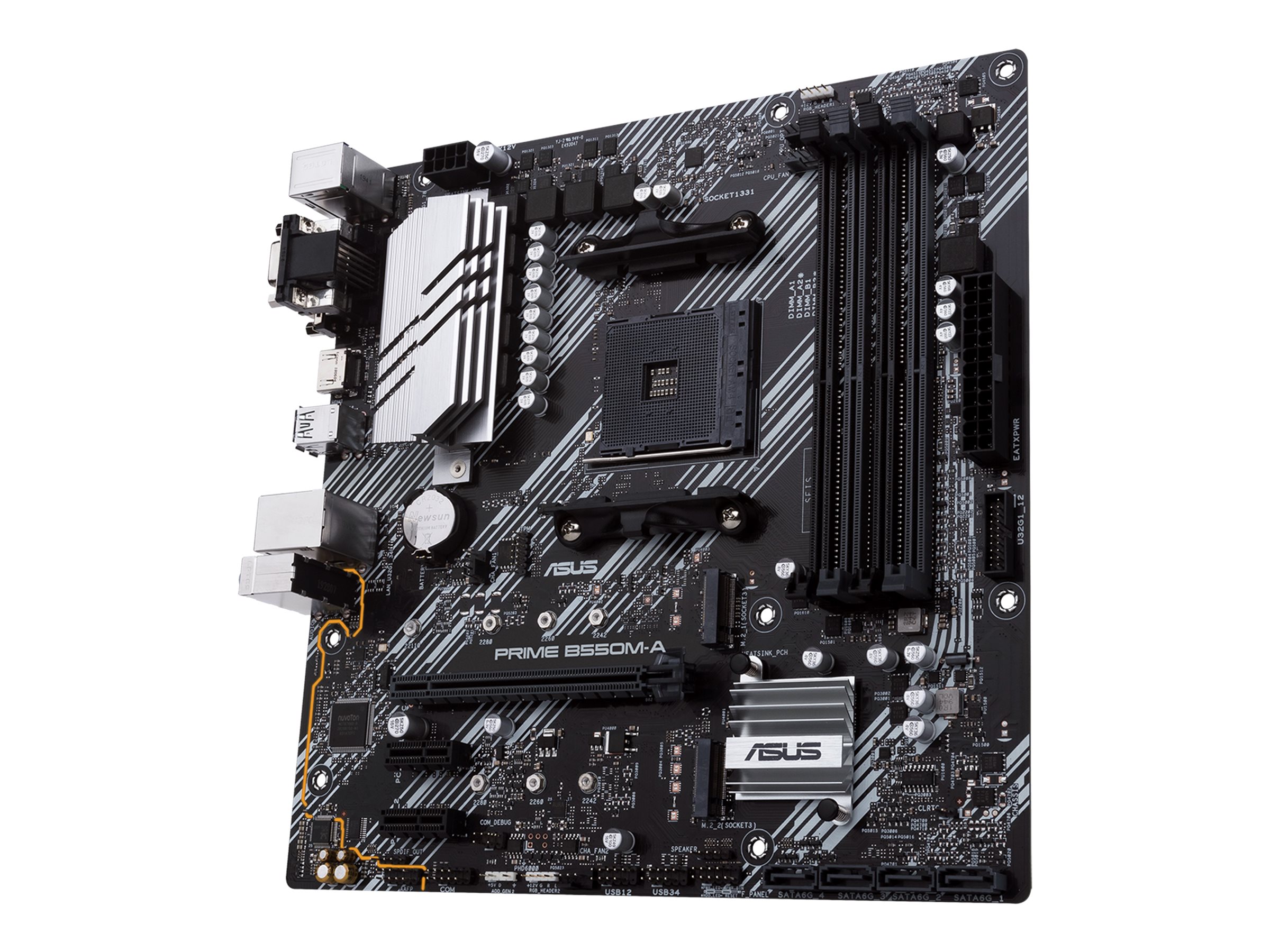 Asus PRIME B550M-A Processor family AMD Processor socket AM4 DDR4 Memory slots 4 Supported hard disk drive interfaces M.2, SATA Number of SATA connectors 4 Chipset AMD B Micro ATX - Image 4