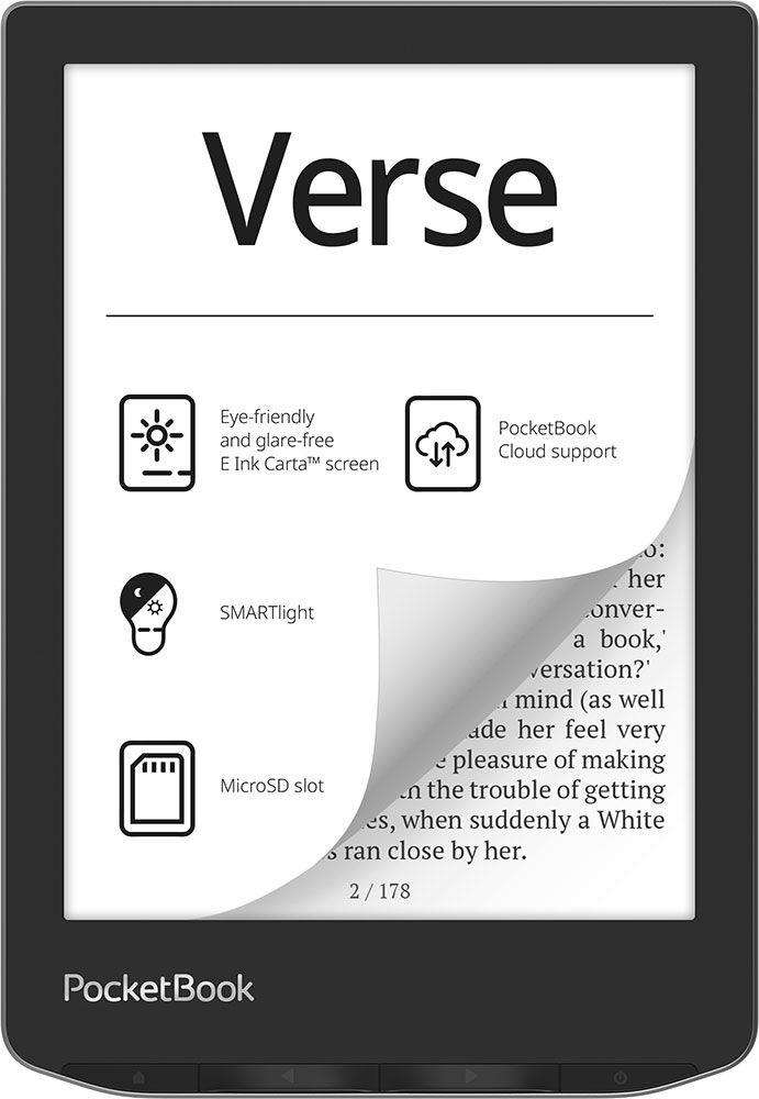 E-Reader POCKETBOOK Verse 6" 1024x758 1xUSB-C Micro SD Wireless LAN Grey PB629-M-WW