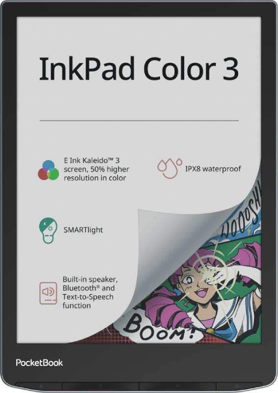 E-Reader POCKETBOOK InkPad Color 3 7.8" 1872x1404 1xUSB-C Wireless LAN Bluetooth PB743K3-1-WW