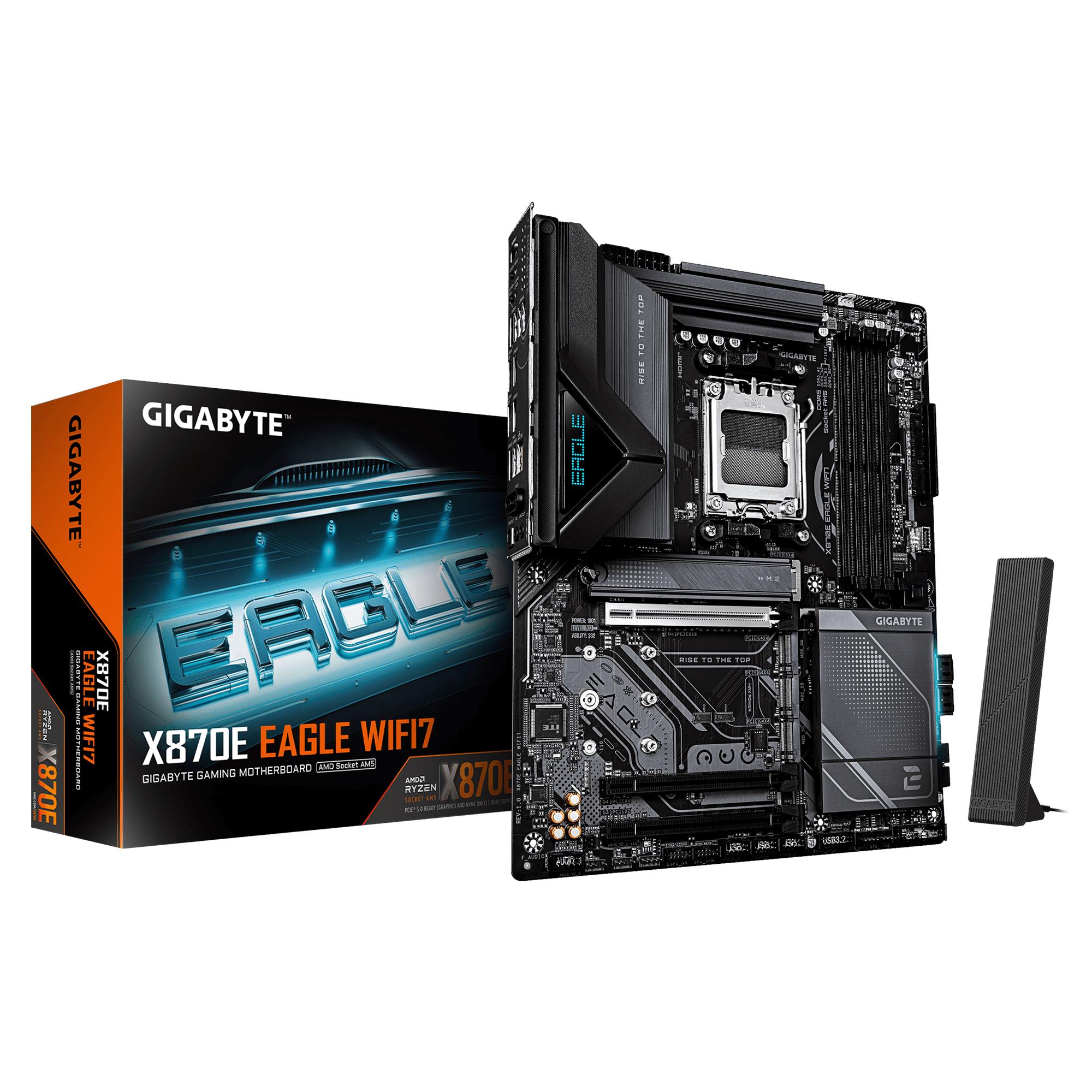 Mainboard GIGABYTE AMD X870E Socket AM5 ATX RAM DDR5-SDRAM 4xSlots Wi-Fi Yes Bluetooth Yes 4xNumber of M.2 (M) slots X870EEAGLEWIFI7