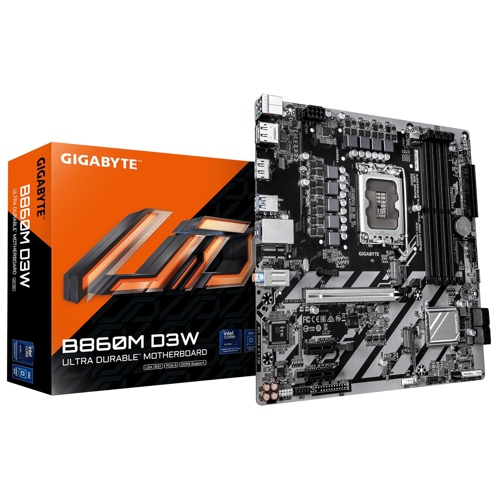 Mainboard GIGABYTE Intel B860 LGA 1851 (Socket V1) micro ATX RAM DDR5-SDRAM 4xSlots 2xNumber of M.2 (M) slots B860MD3W