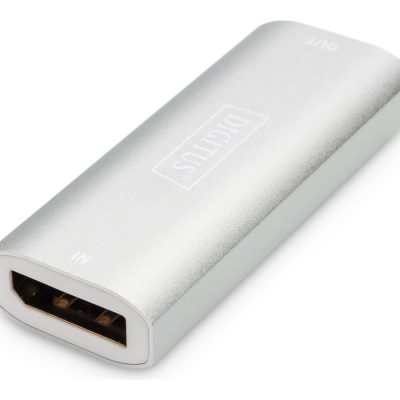Digitus 8K DP Repeater 30 m DS-55524 The repeater allows you to extend a DP signal to up to 30 m. This corresponds to the VESA DisplayPort Standard 1.4. It supports resolutions up to 8K/30Hz. Power supply is provided via USB using the enclosed cable