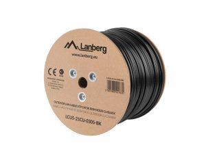 Lanberg Cable Cat.5E UTP 305M Solid Outdoor CU Black Fluke Passed LCU5-21CU-0305-BK