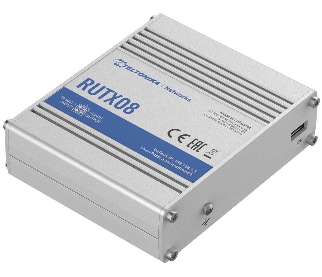 Teltonika Industrial Router RUTX08 No Wi-Fi 10/100/1000 Mbit/s Ethernet LAN (RJ-45) ports 4 Mesh Support No MU-MiMO No No mobile broadband 1 24 month(s) - Image 2
