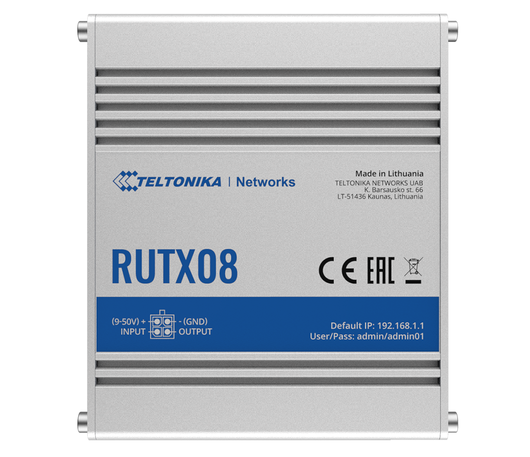Teltonika Industrial Router RUTX08 No Wi-Fi 10/100/1000 Mbit/s Ethernet LAN (RJ-45) ports 4 Mesh Support No MU-MiMO No No mobile broadband 1 24 month(s) - Image 4