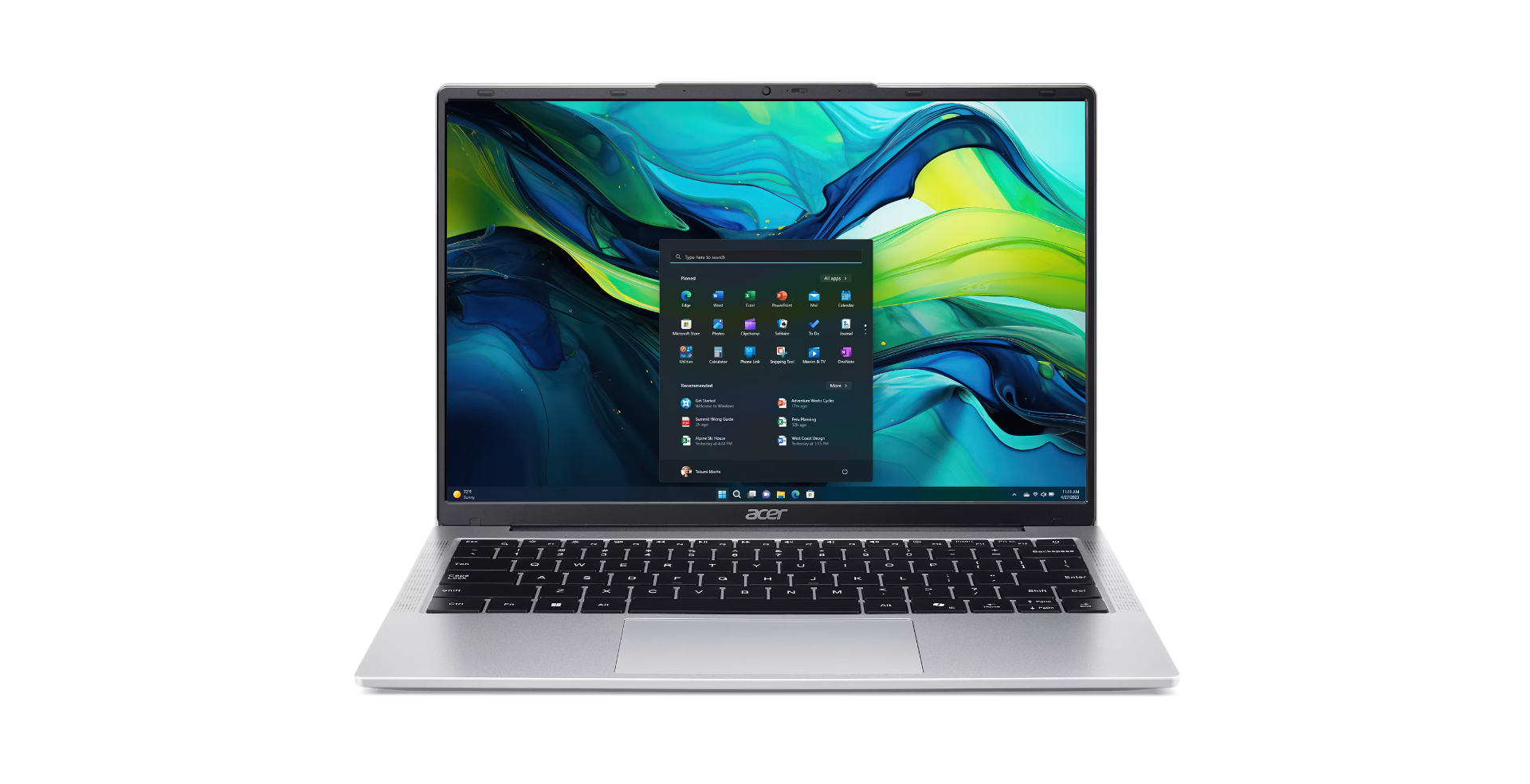Acer Aspire Lite 14 AL14-44P Light Silver 14.5 " WUXGA 1920 x 1200 pixels AMD Ryzen 5 7430U 8 GB DDR4 SDRAM Solid-state drive capacity 512 GB AMD Radeon Graphics Windows 11 Home Keyboard language US International Warranty 24 month(s) - Pilt 2