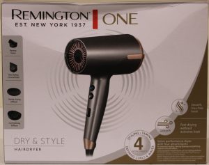 SALE OUT. Remington D6077 Hair dryer, 2000 W, Grey Remington Hair dryer D6077 2000 W Number of temperature settings 3 Ionic function Diffuser nozzle Grey DAMAGED PACKAGING Warranty 24 month(s)