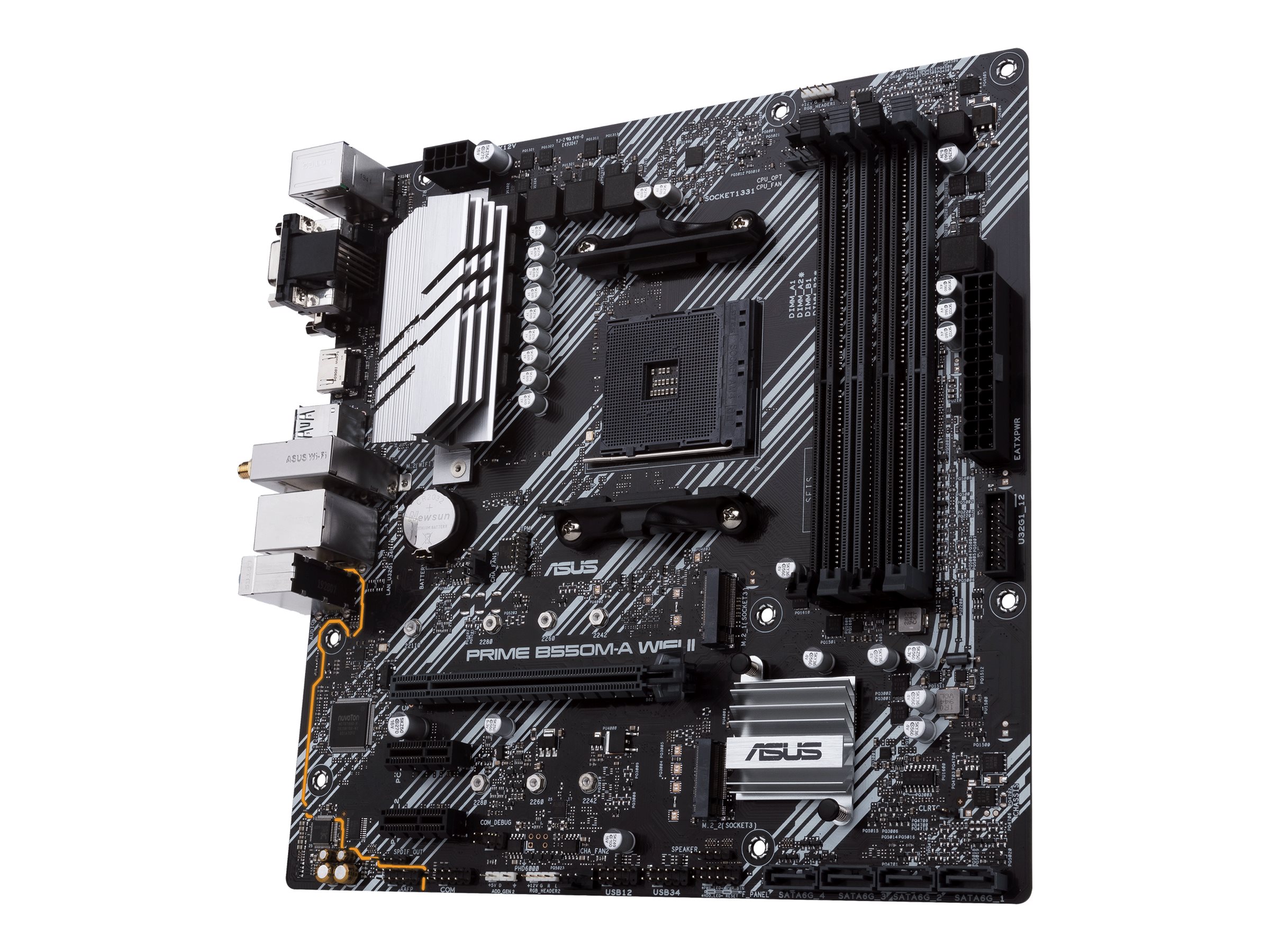 Asus PRIME B550M-A WIFI II Processor family AMD Processor socket AM4 DDR4 DIMM Memory slots 4 Supported hard disk drive interfaces SATA, M.2 Number of SATA connectors 4 Chipset AMD B550 microATX - Pilt 4