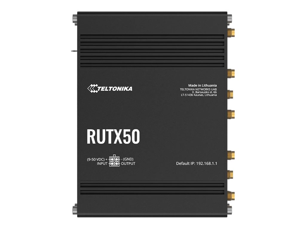 Teltonika INDUSTRIAL 5G ROUTER RUTX50 802.11ac 867 Mbit/s 10/100/1000 Mbps Mbit/s Ethernet LAN (RJ-45) ports 5 Mesh Support Yes MU-MiMO Yes 5G Antenna type Internal - Pilt 2