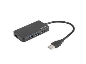 Natec 4 Port Hub With USB 3.0 Moth NHU-1342 Black 0.15 m