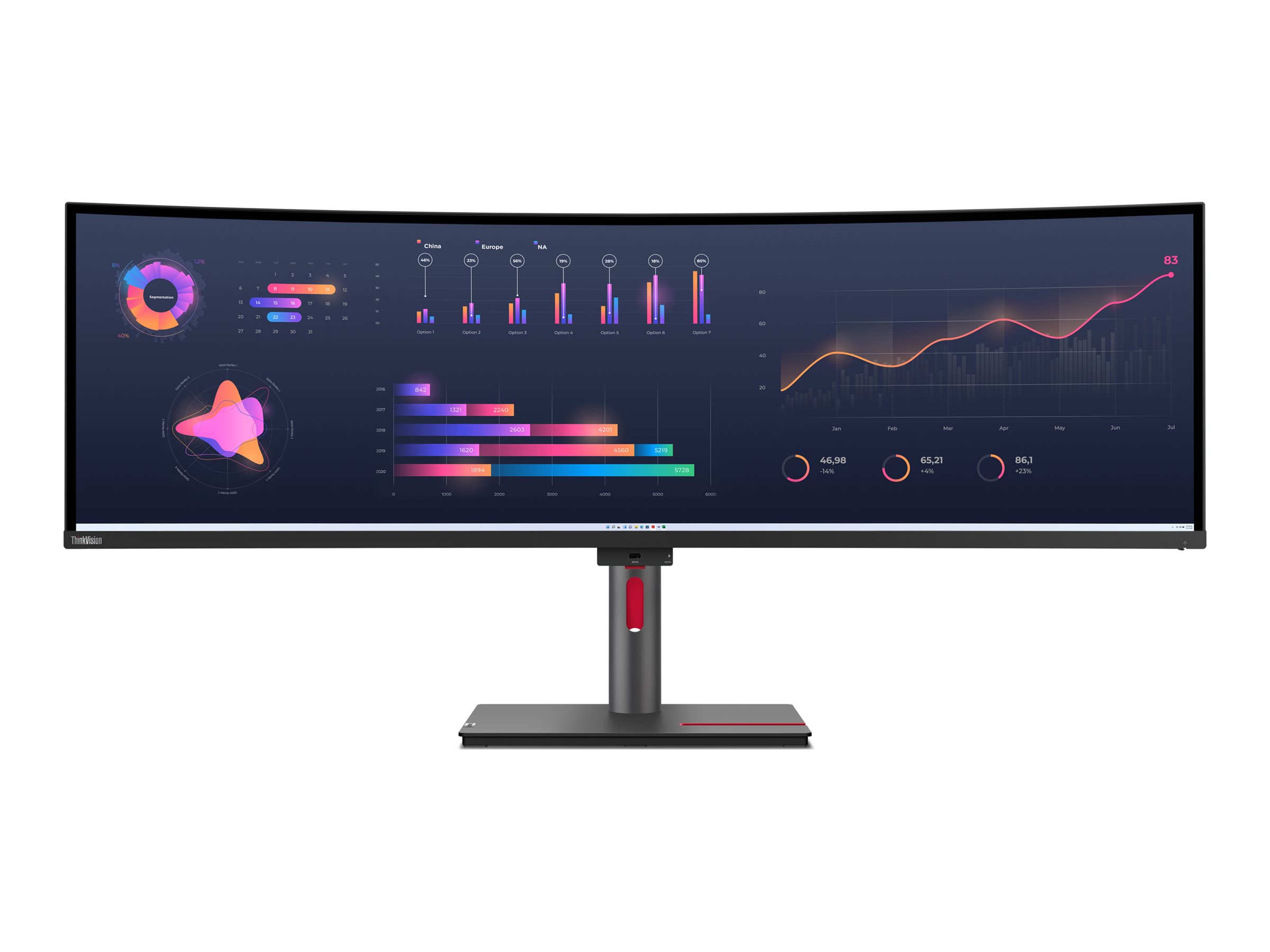 Lenovo ThinkVision P49w-30 49 " IPS 32:9 60 Hz 4 ms 5120 x 1440 350 cd/m² HDMI ports quantity 2 Black Warranty 36 month(s) - Pilt 2